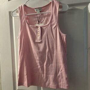 Calvin Klein Light Pink Ribbed Henley Tank